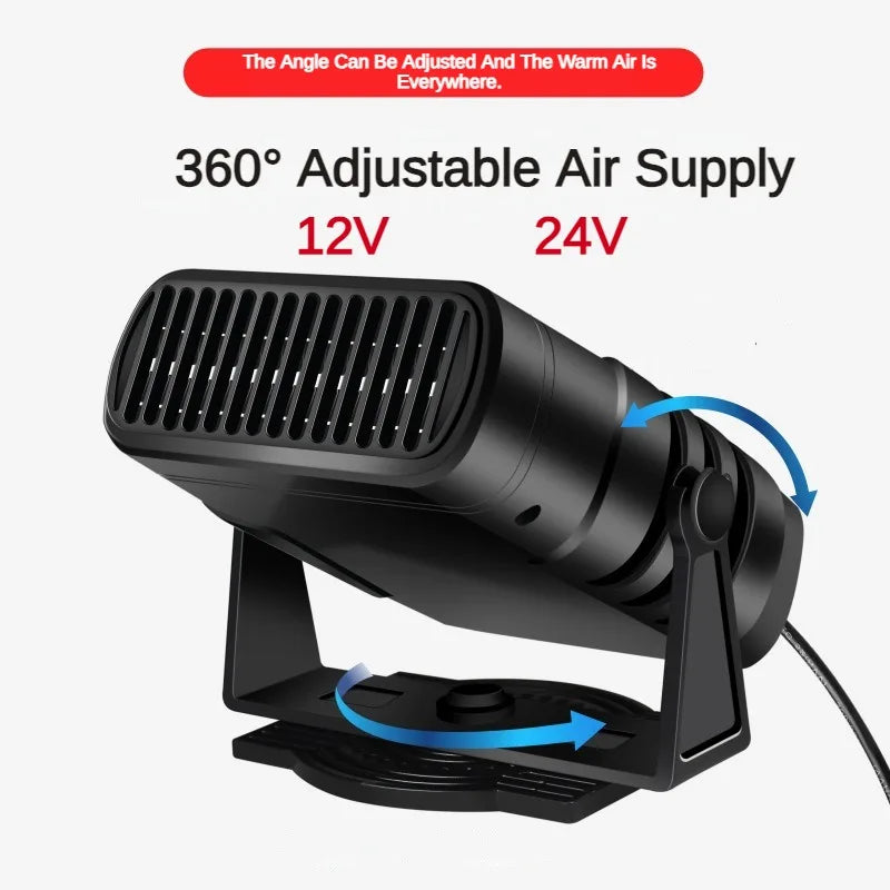 2 in 1 Car Heater Fan 12V/24V 200W Electric Cooling Heating Auto Windshield Defroster Defogging Demister Car Anti-Fog Heater